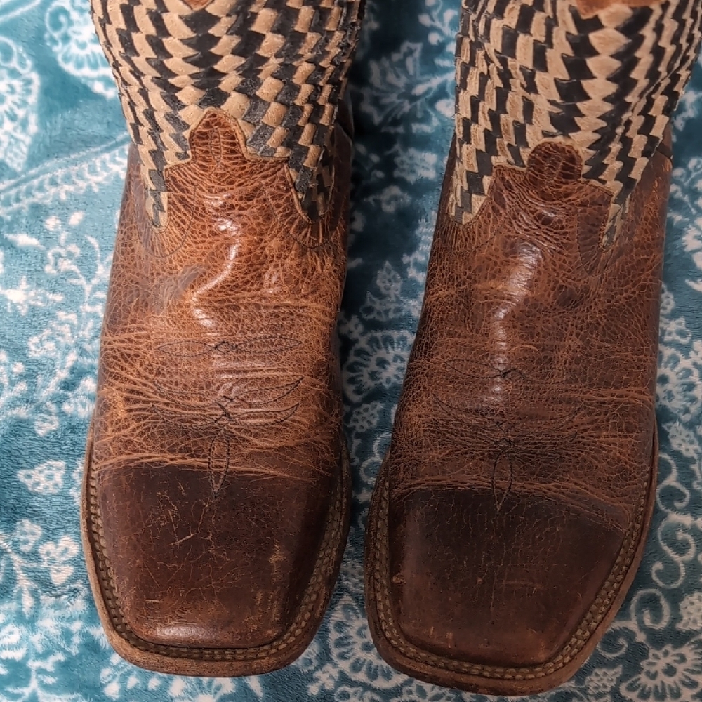 Macie Bean Brown and Black Checkered Cowgirl Boots - Picture 7 of 9